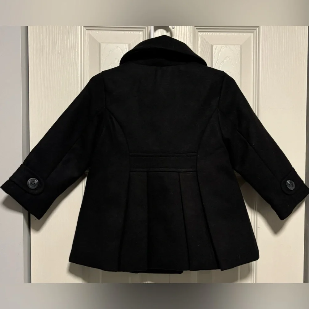 Old Navy Girls Black Double-Breasted Peacoat Wool-Blend Coat  Size 18-24 months